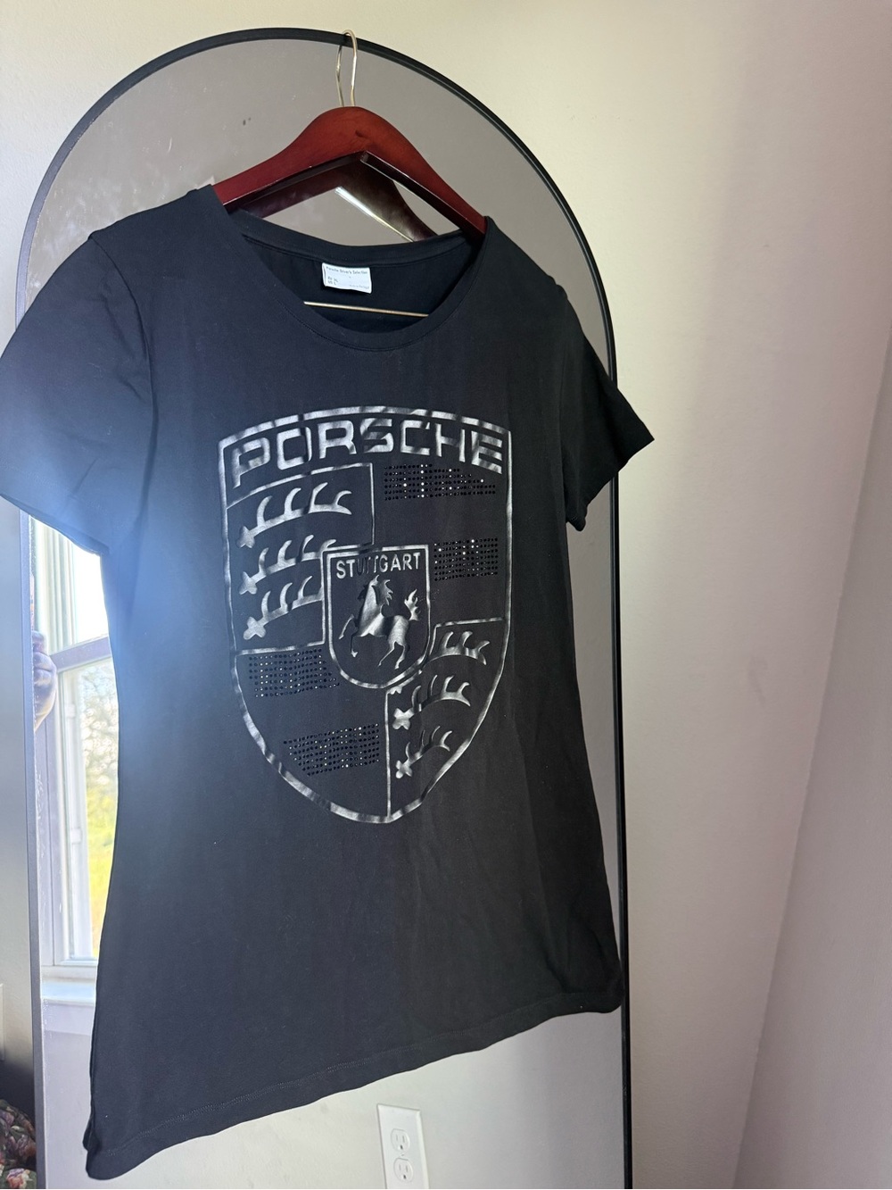 Porsche Drivers Selection Ladies Shirt Black Large US Stuttgart Sequined RARE